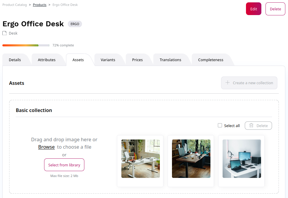Adding assets to a product