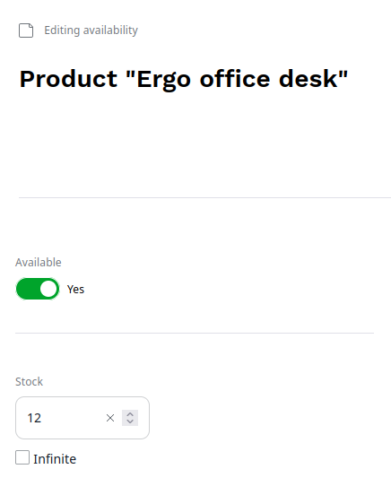 Setting product availability and stock