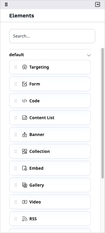 Elements menu