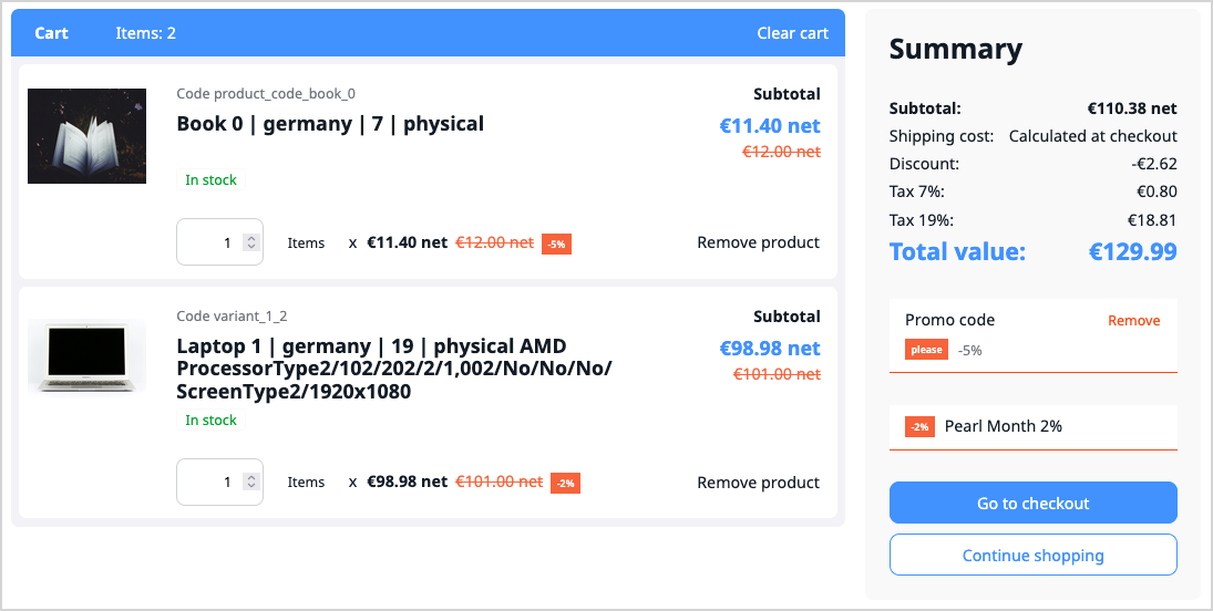 Cart with discount