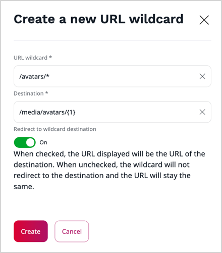 Editing a URL wildcard definition