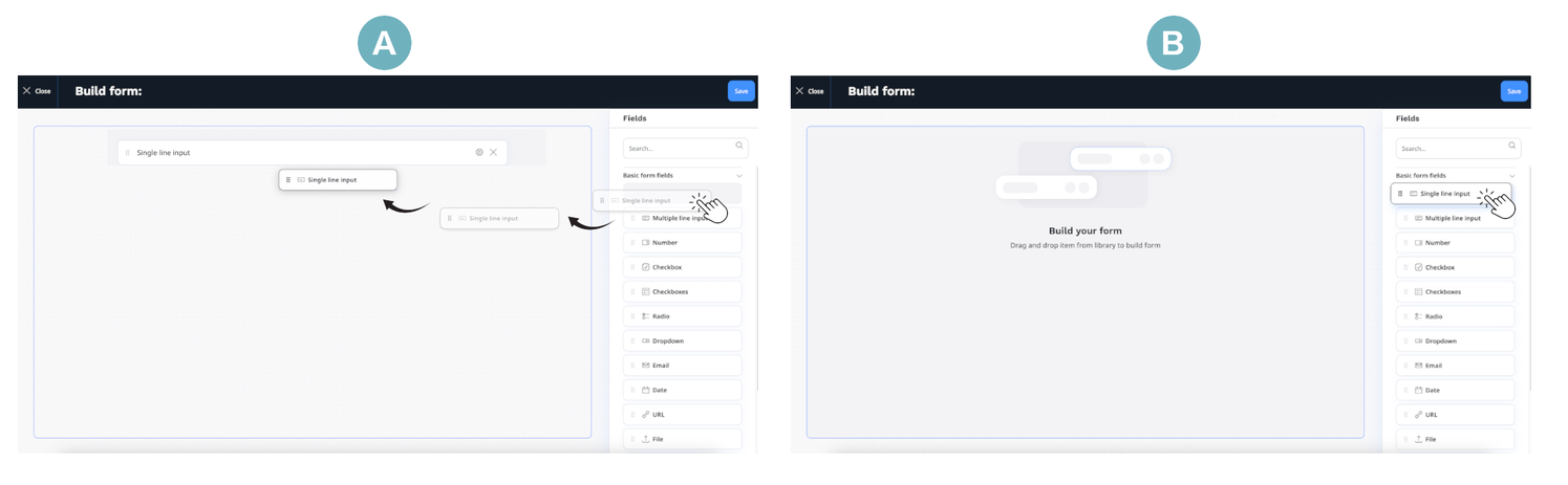 Drag form fields