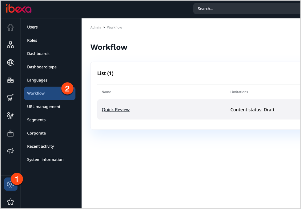 Workflow in Admin Panel