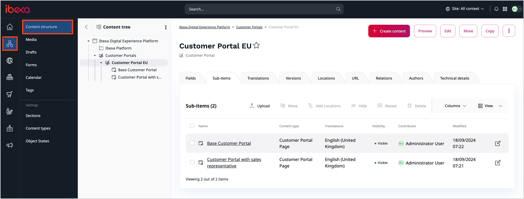 Customer Portal container