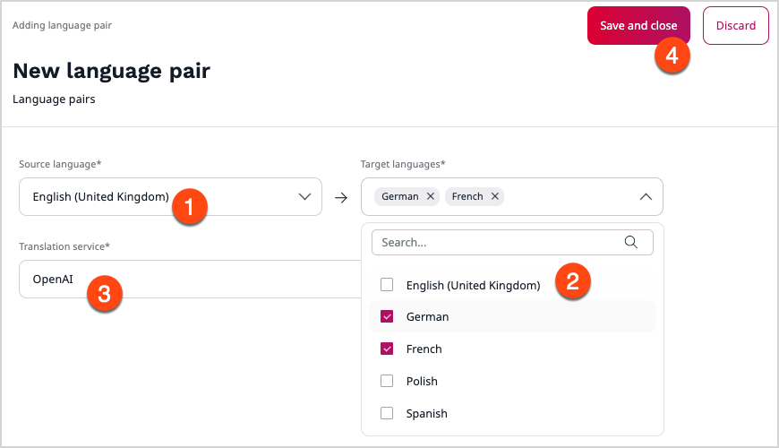 Creating a language pair Creating a language pair