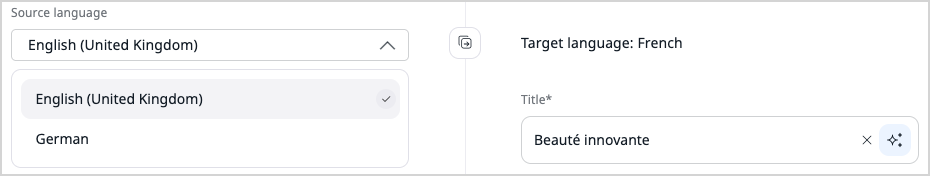 Source language selection Source language selection