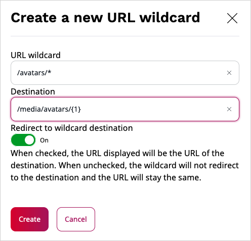Editing a URL wildcard definition