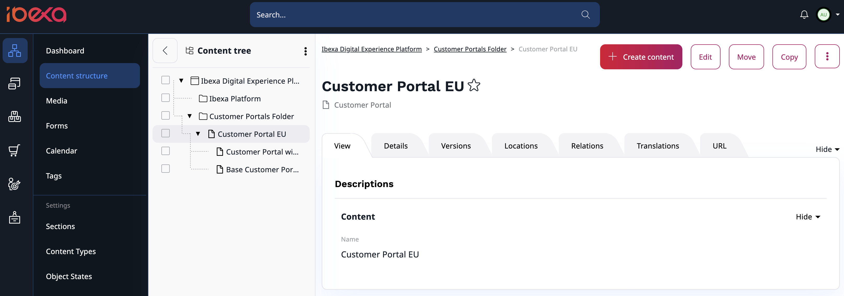 Customer Portal container