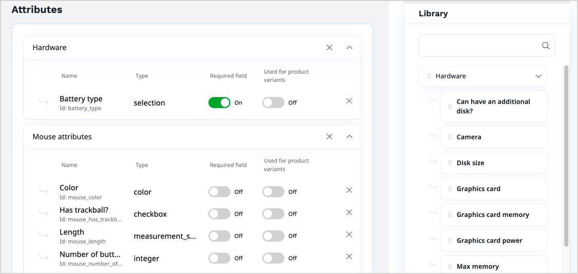 Adding attributes to a product type