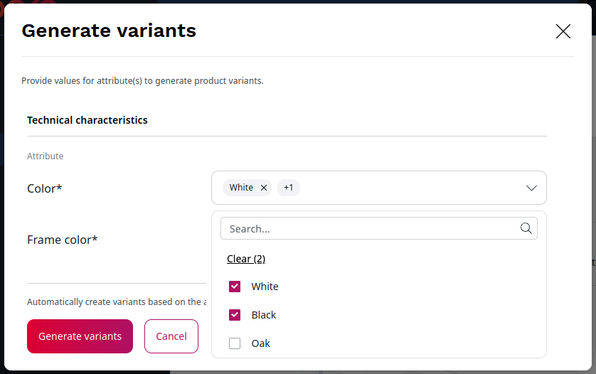 Generating product variants