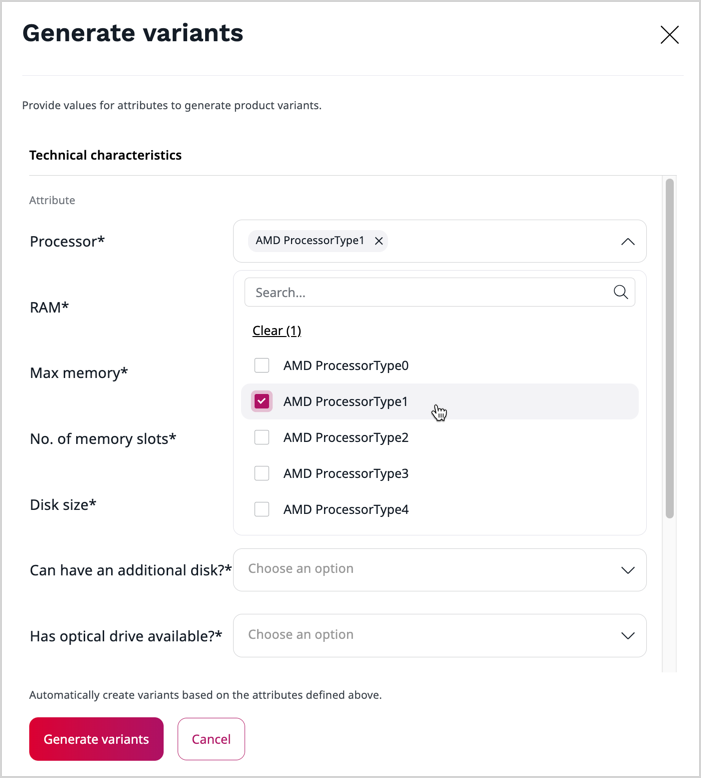 Generating product variants