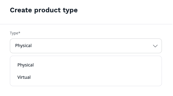 Selecting a type of product type