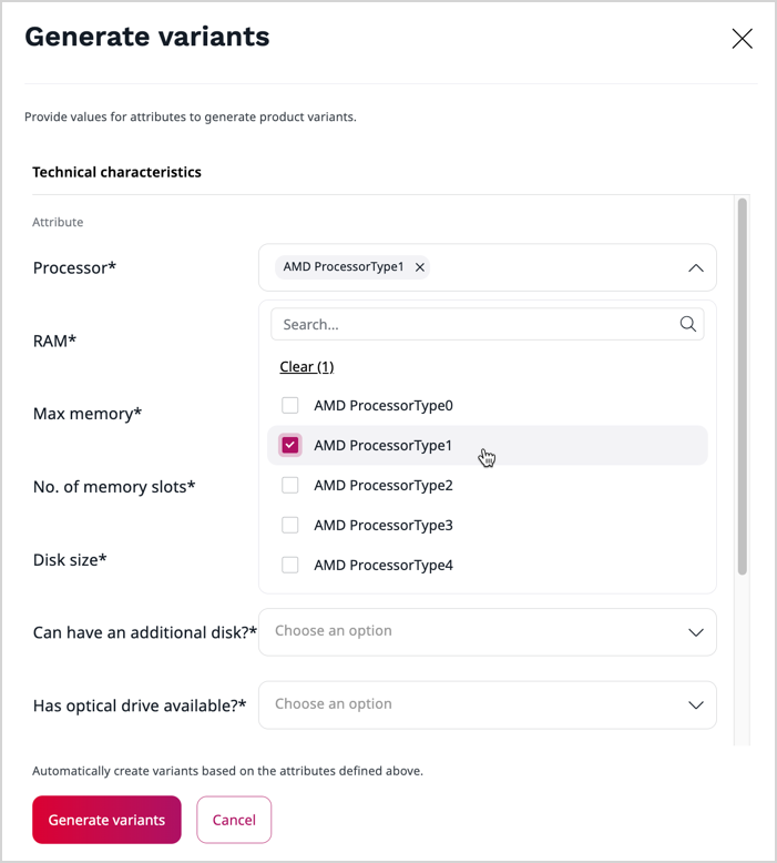 Generating product variants Generating product variants