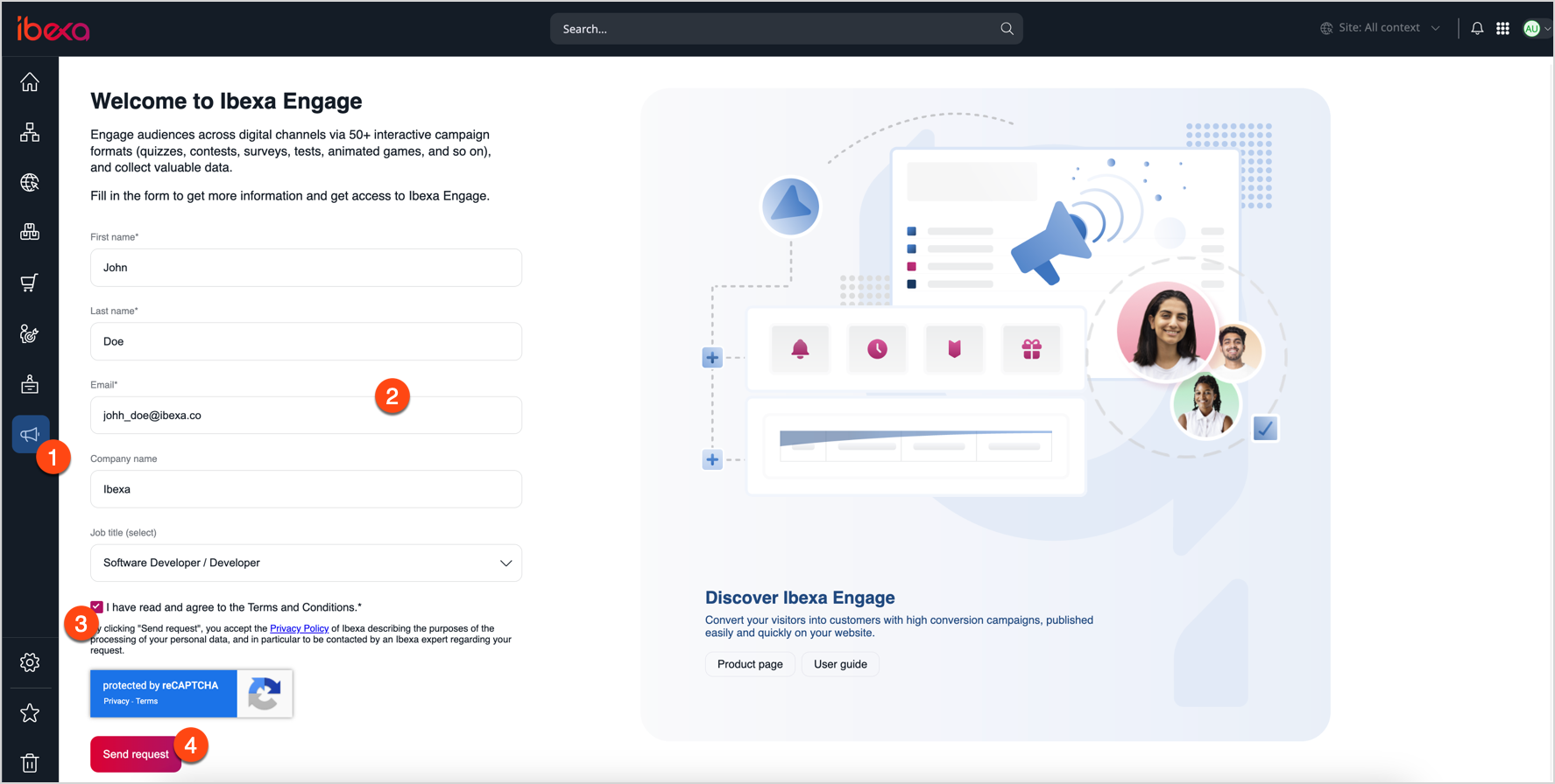 Welcome page - form Welcome page - form